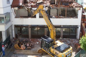 Commercial Demolition with big crane